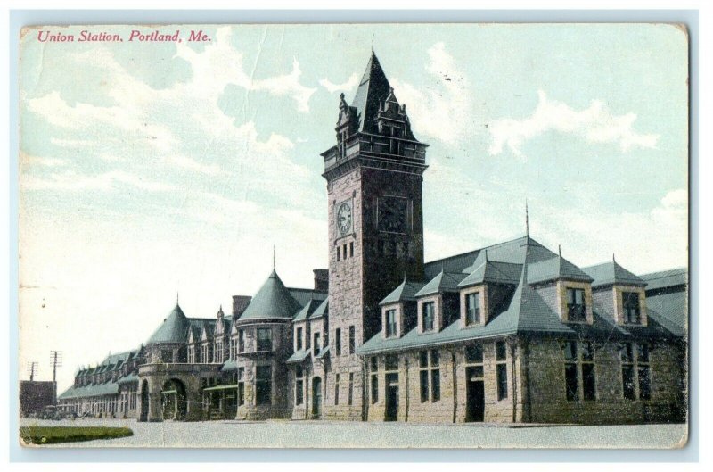c1910 Union Station, St. John Street Portland, Maine ME Antique Posted Postcard