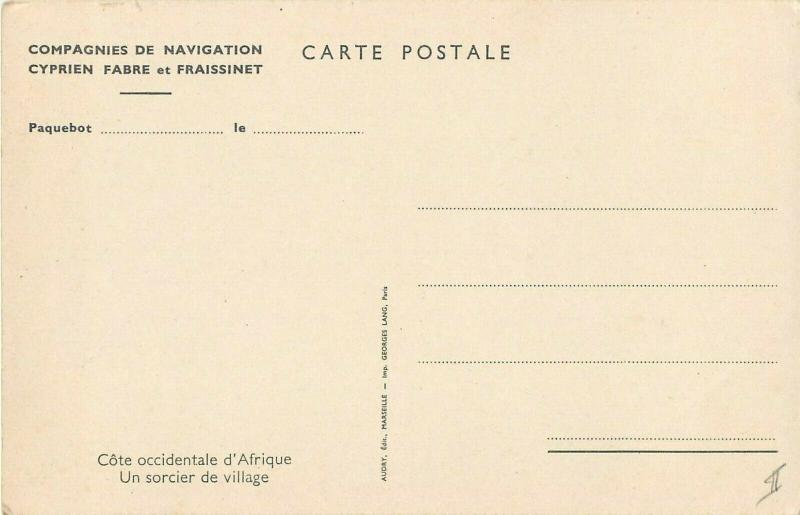 West coast of Africa a village wizard ethnic sorcerer shaman postcard