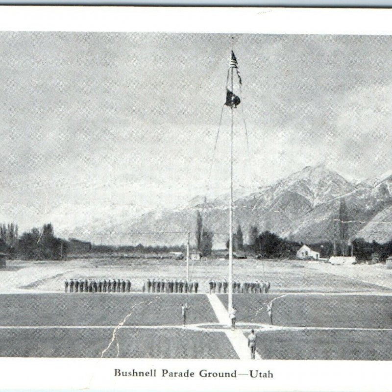 1940s Brigham Utah Army Navy Masonic Service Postcard Bushnell Parade Ground A39