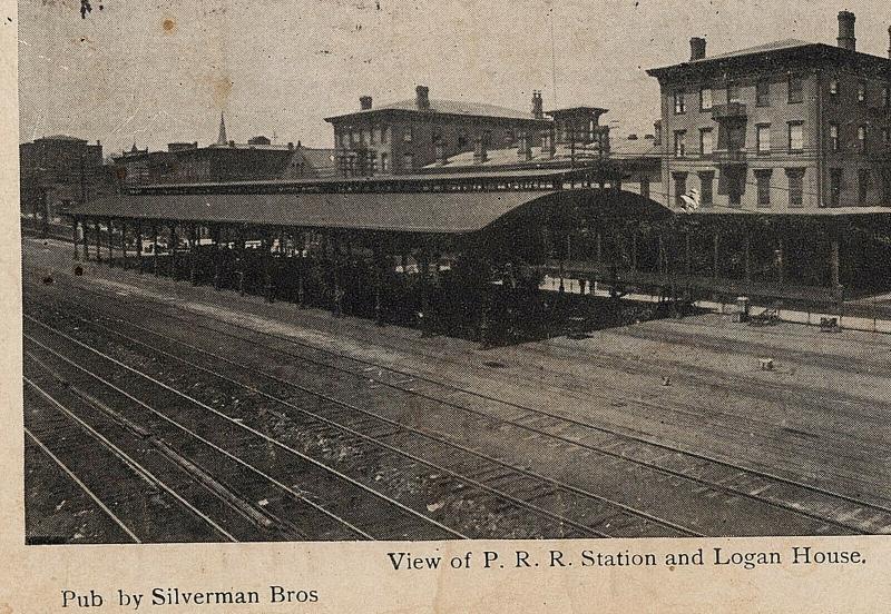 Altoona PA 1910 View of P.R.R. Train Station and Logan House Blair UDB Postcard