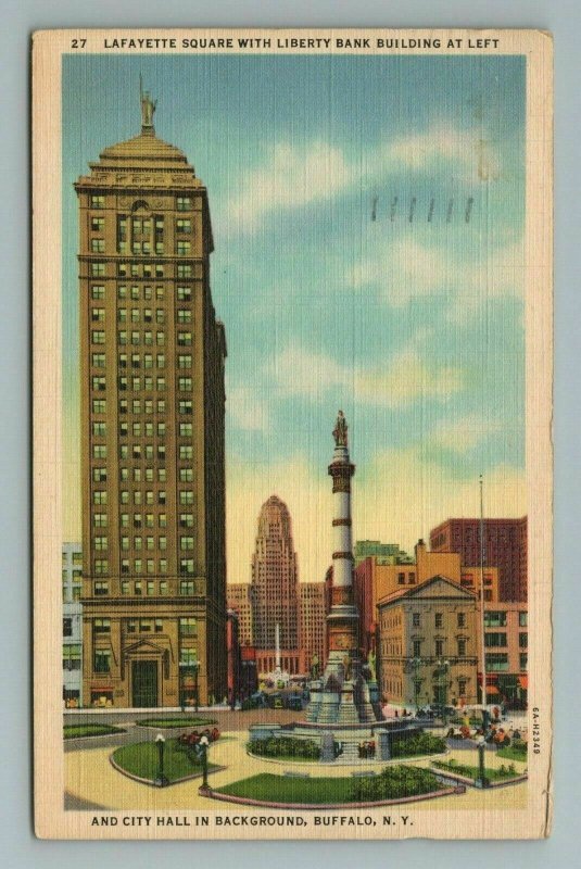 Lafayette Square Liberty Bank City Hall Buffalo NY New York Postcard