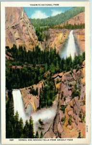 M-6672 Yosemite National Park Vernal and Nevada Falls from Grizzly Peak