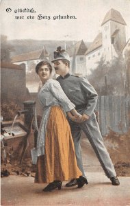 Lot128  a happy soldier  who found a heart couple military germany ww1