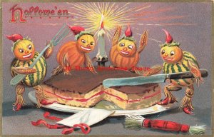 344827-Halloween, Tuck No 150-1, Pumpkin Head Gourd Men Cutting Cake