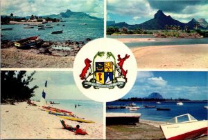 VINTAGE CONTINENTAL SIZE POSTCARD MULTIPLE IMAGES OF MAURITIUS MAILED 1979