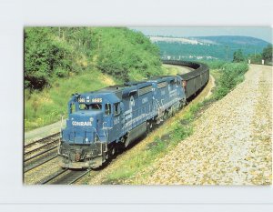 Postcard - Conrail's Unit Number 6665, heads a coal train at Tunnelhill, PA