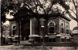 Postcard Carnegie Library in Crown Point, Indiana