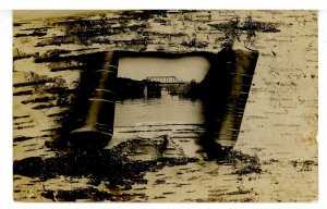 NH - Weirs. Weirs Channel, Lake Winnipesaukee. *Birch Bark Frame)   RPPC