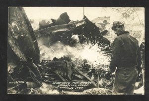 RPPC TEXAS CITY TEXAS EXPLOSION DISASTER BODY SEARCH REAL PHOTO POSTCARD