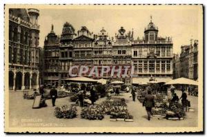 Old Postcard The Brussels grand place Walking