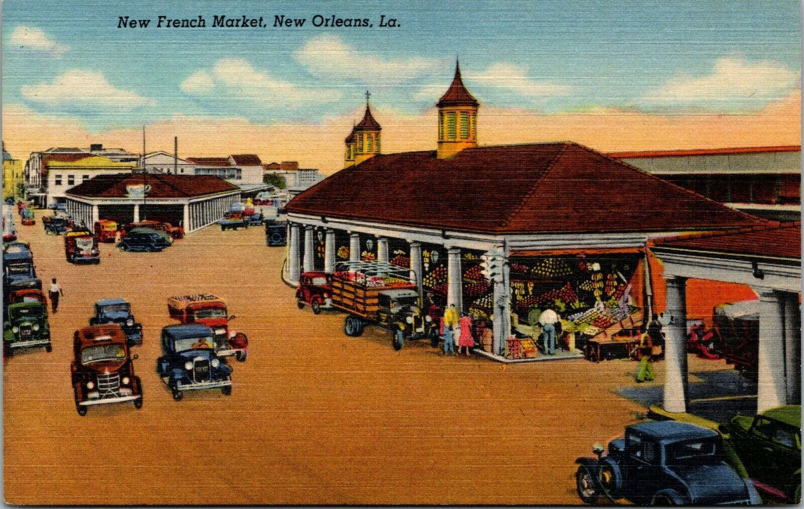 Vintage New French Market Old Cars New Orleans Louisiana LA Linen