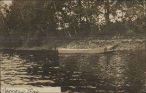 Ashfield MA Pond Boat & Small Dock c1910 Real Photo Postcard