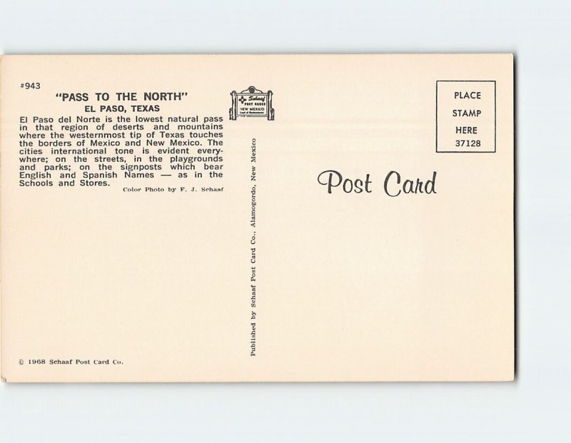 Postcard Pass To The North, El Paso, Texas