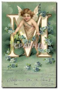 Old Postcard Fantaisie Letters Letter M Angel Child TOP