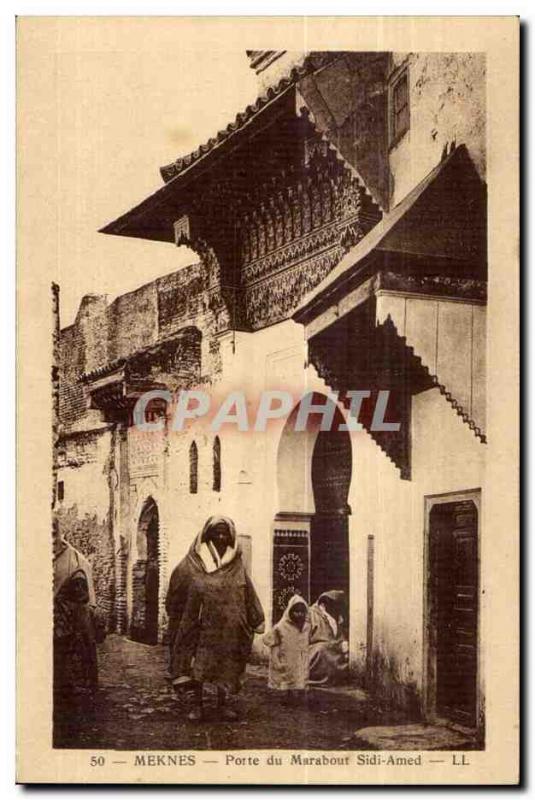 Old Postcard Morocco Meknes Gate Marabout Sidi Amed