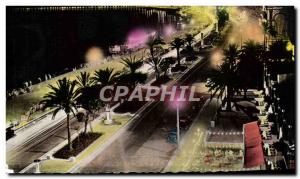 Old Postcard Nice Promenade des Anglais Effect of night