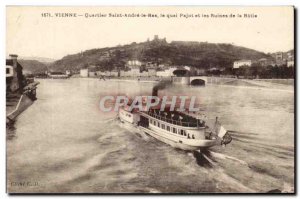 Old Postcard Vienna Wuartier Saint Andre Lower Pajot dock and boat Ruins Batie