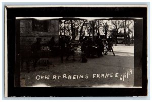 Rheims France Postcard RPPC Photo Cafe US Navy Sailor WWI c1910's Antiqye