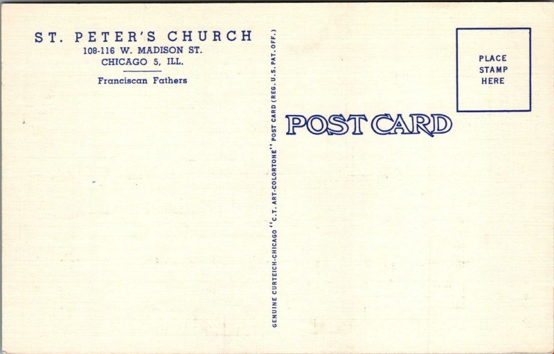 Postcard St Peter's Church Chicago Loop IL