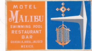 Mexico Guadalajara Motel Malibu Vintage Luggage Label sk3566