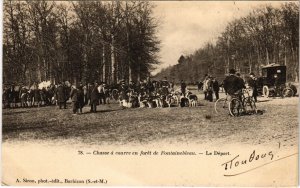 PC CHASSE A COURRE EN FORET DE FONTAINEBLEAU LE DEPART CHASSE HUNTING (a33917)