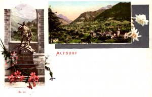 Aldorf, Switzerland - Statue of William Tell and view of the City - c1910