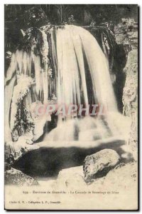 Old Postcard Environs de Grenoble Sassenage Waterfall in winter