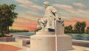 Vtg Postcard-Colonel Francis Vigo-Vincennes Indiana-Wabash River-Revolutionary