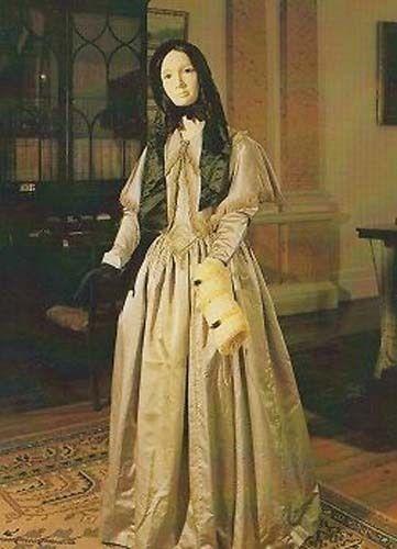 Pauline De Bush Fashion Postcard 1840 Victorian Black Bonnet Ermine Muff