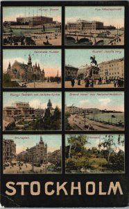 Sweden Stockholm Multiview Vintage Postcard C111