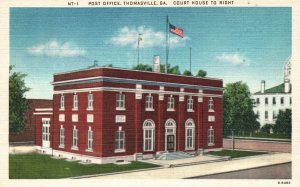 Vintage Postcard 1935 Post Office Building Court House Thomasville Georgia GA