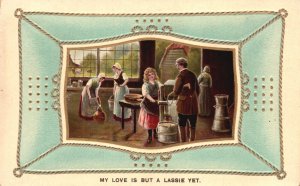 Men And Women Working In The Factory Love & Romance Vintage Postcard c1910