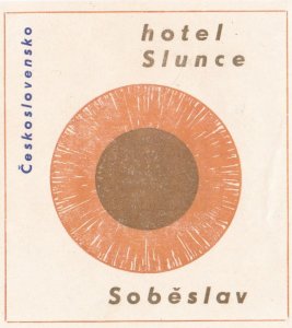 Czechoslovakia Sobeslav Hotel Slunce Vintage Luggage Label sk3663