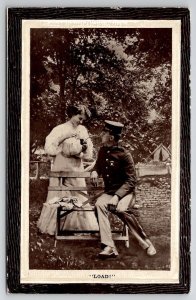 Pretty Lady And Her Soldier LOAD He Says She Had The Pipe Postcard B40