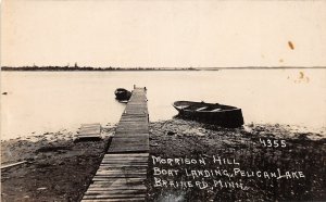 G86/ Brainerd Minnesota RPPC Postcard c10 Morrison Hill Boat Pelican Lake