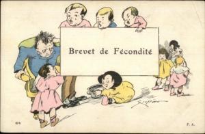 French Fertility - S. LUPINO Babies & Stressed Parent Pulling Out Hair Postcard