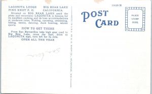 BIG BEAR LAKE, CA LAGONITA LODGE at PINE KNOT  c1930s  Roadside  Postcard