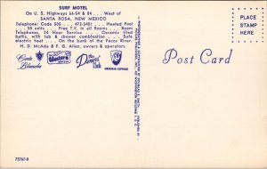 Surf Motel Santa Rosa NM Postcard PC427