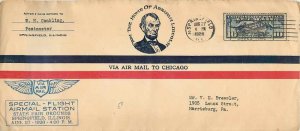 Cover Letter 1926 Air Mail to Chicago Springfield Lincoln