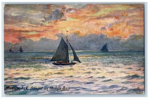 Mobile Alabama Postcard Sunset Mobile Bay Raphael Tuck Sons 1910 Vintage Antique