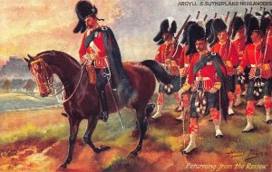 Argyll & Sutherland Highlanders Returning From Review Harry Payne Tuck Postcard