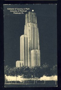 Pittsburgh, Pennsylvania/PA Postcard, The Cathedral Of Learning At Night