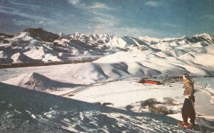 Vintage Postcard Winter Sports Snow-Capped Mountains Skiing Sun Valley Idaho ID