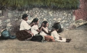 1922 View Round Up on The Frontier Indians Ladies Mexico MX Vintage Postcard