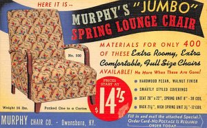 Murphy's jumbo spring lounge chair folded card Owensboro KY