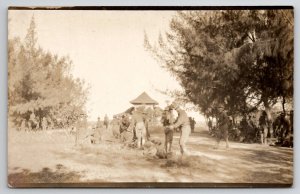 RPPC US Soldiers Training or Outing Real Photo Postcard J23