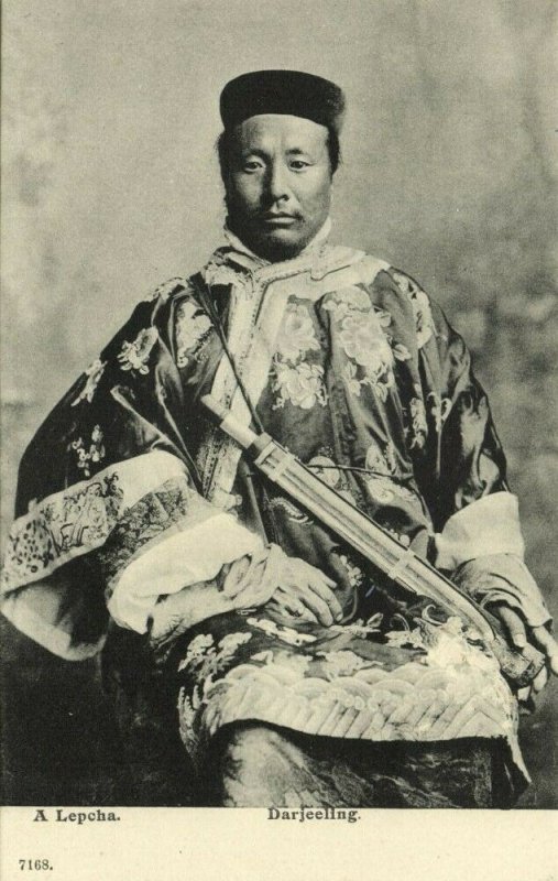 tibet thibet, Armed Native Lepcha Male with Sikkim Sword (1910s) Postcard (2)