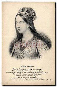 Old Postcard Marie d & # 39Anjou Queen of France