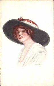 A/S ROBINSON Pretty Woman w Hat c1910 Postcard