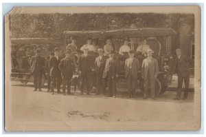 1909 Tour Bus Guide Men Women Denver Colorado CO RPPC Photo Posted Postcard